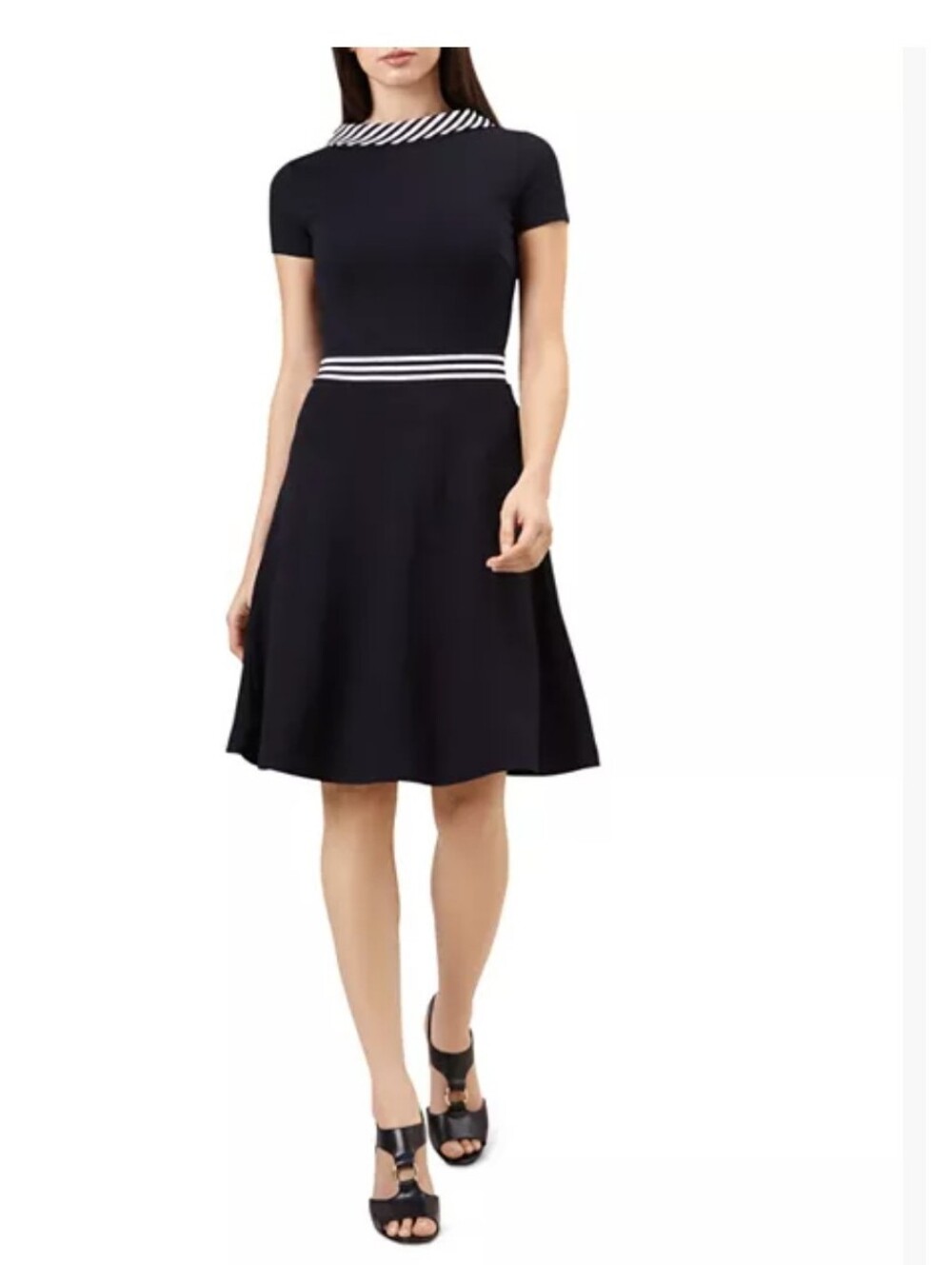HOBBS LONDON Betsy Striped-Trim  Fit-and-Flare Dress size 4 NWOT